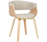 CLP Chaise de Salle a Manger 150 kg, Pied Bois Bruce, Chaise Cuisine rembourree avec accoudoirs et Patins, Hauteur Assise 47 cm, Couleur:crème, Couleur du Cadre:Natura