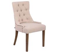 CLP Chaise De Salle A Manger Aberdeen en Tissu I Chaise Confortable avec Rembourrage Épais I Piétement en Bois D'Hévéa, Couleur:crème, Couleur du Cadre:Antique Clair