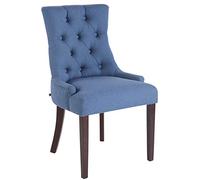 CLP Chaise De Salle A Manger Aberdeen en Tissu I Chaise Confortable avec Rembourrage Épais I Piétement en Bois D'Hévéa, Couleur:Bleu, Couleur du Cadre:Antique
