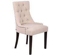 CLP Chaise De Salle A Manger Aberdeen en Tissu I Chaise Confortable avec Rembourrage Épais I Piétement en Bois D'Hévéa, Couleur:crème, Couleur du Cadre:Antique