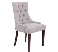 CLP Chaise De Salle A Manger Aberdeen en Tissu I Chaise Confortable avec Rembourrage Épais I Piétement en Bois D'Hévéa, Couleur:Gris, Couleur du Cadre:Antique