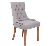 CLP Chaise De Salle A Manger Aberdeen en Tissu I Chaise Confortable avec Rembourrage Épais I Piétement en Bois D'Hévéa, Couleur:Gris, Couleur du Cadre:Antique Clair