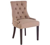 CLP Chaise De Salle A Manger Aberdeen en Tissu I Chaise Confortable avec Rembourrage Épais I Piétement en Bois D'Hévéa, Couleur:Taupe, Couleur du Cadre:Antique