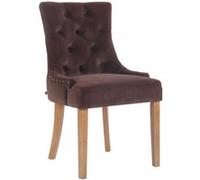 CLP Chaise de salle à manger Aberdeen en Velours avec Piètement en bois d'hévéa , Marron/Antique clair