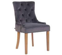 CLP Chaise de salle à manger Aberdeen en Velours avec Piètement en bois d'hévéa , Gris foncé/Antique clair Gris