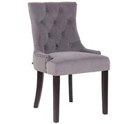 CLP Chaise de salle à manger Aberdeen en Velours avec Piètement en bois d'hévéa , Gris/Antique