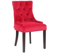 CLP Chaise De Salle A Manger Aberdeen en Velours I Rembourrage Epais I Chaise avec Dossier Et Piétement en Bois d'Hévéa Couleur:Rouge;Couleur du Cadre:Antique
