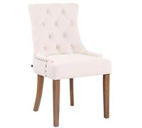 CLP Chaise De Salle A Manger Aberdeen en Velours I Rembourrage Epais I Chaise avec Dossier Et Piétement en Bois d'Hévéa, Couleur:crème, Couleur du Cadre:Antique Clair