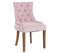 CLP Chaise De Salle A Manger Aberdeen en Velours I Rembourrage Epais I Chaise avec Dossier Et Piétement en Bois d'Hévéa, Couleur:Rose, Couleur du Cadre:Antique Clair