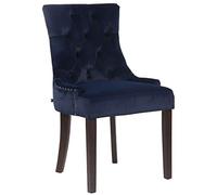 CLP Chaise De Salle A Manger Aberdeen en Velours I Rembourrage Epais I Chaise avec Dossier Et Piétement en Bois d'Hévéa, Couleur:Bleu, Couleur du Cadre:Antique