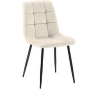 CLP Chaise De Salle A Manger Antibes en Velours I Chaise avec Surface D'assise Matelassée Pieds en Metal I Charge Max.150 Kg, Couleur:crème