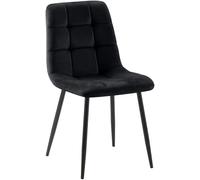 CLP Chaise De Salle A Manger Antibes en Velours I Chaise avec Surface D'assise Matelassée Pieds en Metal I Charge Max.150 Kg, Couleur:Noir