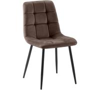 CLP Chaise de salle à manger Antibes en Velours avec Pieds en métal noir , Marron