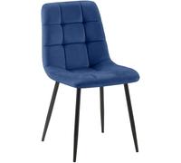 CLP Chaise De Salle A Manger Antibes en Velours I Chaise avec Surface D'assise Matelassée Pieds en Metal I Charge Max.150 Kg, Couleur:Bleu