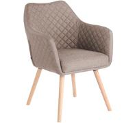 CLP Chaise de Salle à Manger avec accoudoir Gent, Fauteuil avec Structure en Bois, Chaise de Cuisine Moderne rembourrée avec protège-sols Couleur:Taupe;Couleur du Cadre:Natura
