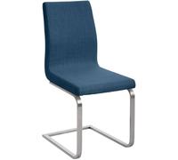 CLP Chaise de Salle à Manger Belfort Tissu, Cantilever Moderne avec Assise rembourrée & Dossier Haut, Structure en Acier Inoxydable, Couleur:Bleu