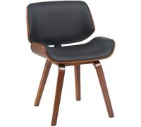 CLP Chaise de Salle à Manger Beverley Revêtement en Similicuir, Chaise de Cuisine avec Bois courbé, avec Dossier, Couleur:Noyer/Noir