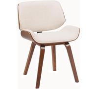 CLP Chaise de Salle à Manger Beverley Tissu, Chaise de Cuisine en Bois, avec Dossier, Fauteuil rembourré, Couleur:Noyer/crème