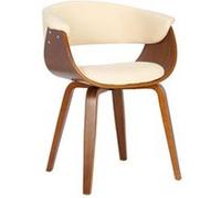 CLP Chaise De Salle A Manger Bruce I Coque en Bois I Revêtement en Similicuir I Dossier Ajouré I Pieds en Bois, Couleur:crème