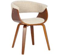 CLP Chaise de Salle à Manger Bruce en Tissu, Structure Bois, Noir élégant, Cuisine ou Salle à Manger | Charge Max. 150 kg, Couleur:crème, Couleur du Cadre:Noyer