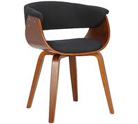 CLP Chaise de Salle à Manger Bruce en Tissu, Structure Bois, Noir élégant, Cuisine ou Salle à Manger | Charge Max. 150 kg, Couleur:Noir, Couleur du Cadre:Noyer