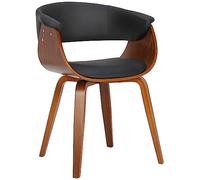 CLP Chaise De Salle A Manger Bruce I Coque en Bois I Revêtement en Similicuir I Dossier Ajouré I Pieds en Bois, Couleur:Noir