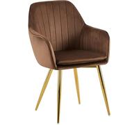 CLP Chaise de Salle à Manger Cheryl Velours, Fauteuil Confortable avec Structure Robuste, capacité de Charge Max. 150 kg, Couleur:Marron, Couleur du Cadre: