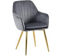 CLP Chaise de Salle à Manger Cheryl Velours, Fauteuil Confortable avec Structure Robuste, capacité de Charge Max. 150 kg, Couleur:Gris foncé, Couleur du Cadre: