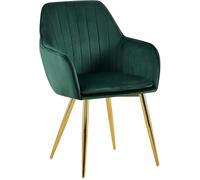 CLP Chaise de Salle à Manger Cheryl Velours, Fauteuil Confortable avec Structure Robuste, capacité de Charge Max. 150 kg, Couleur:Vert, Couleur du Cadre: