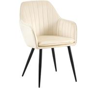 CLP Chaise de Salle à Manger Cheryl Velours, Fauteuil Confortable avec Structure Robuste, capacité de Charge Max. 150 kg, Couleur:crème, Couleur du Cadre:Noir
