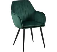 CLP Chaise de Salle à Manger Cheryl Velours, Fauteuil Confortable avec Structure Robuste, capacité de Charge Max. 150 kg, Couleur:Vert, Couleur du Cadre:Noir