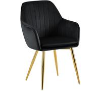 CLP Chaise de Salle à Manger Cheryl Velours, Fauteuil Confortable avec Structure Robuste, capacité de Charge Max. 150 kg, Couleur:Noir, Couleur du Cadre:
