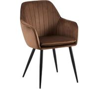 CLP Chaise de Salle à Manger Cheryl Velours, Fauteuil Confortable avec Structure Robuste, capacité de Charge Max. 150 kg, Couleur:Marron, Couleur du Cadre:Noir