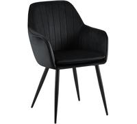 CLP Chaise de Salle à Manger Cheryl Velours, Fauteuil Confortable avec Structure Robuste, capacité de Charge Max. 150 kg, Couleur:Noir, Couleur du Cadre:Noir