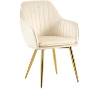 CLP Chaise de Salle à Manger Cheryl Velours, Fauteuil Confortable avec Structure Robuste, capacité de Charge Max. 150 kg, Couleur:crème, Couleur du Cadre:
