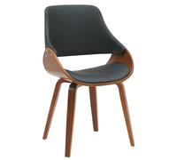 CLP Chaise de salle à manger, cuisine, avec structure en bois bug, rembourrée avec dossier, couleur : noyer/noir, matériau : cuir synthétique