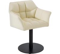 CLP Chaise de salle à manger Damaso avec structure métallique noire,simili cuir crème