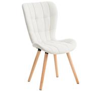 CLP Chaise De Salle A Manger Design Elda en Similicuir I Style Scandinave avec Coutures Décoratives I Dossier Haut Et Piétement en Bois, Couleur:Blanc