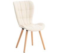 CLP Chaise de salle à manger Elda - Similicuir, scandinave, dossier haut, piétement bois, crème