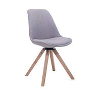 CLP Chaise de Salle à Manger Design Retro TROYES Square I Chaise Visiteur Rembourré Revêtement Tissu Piétement Bois I Assise Pivotante Couleur :, Couleur:Gris, Couleur du Cadre:Natura