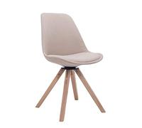 CLP Chaise de Salle à Manger Design Retro TROYES Square I Chaise Visiteur Rembourré Revêtement Tissu Piétement Bois I Assise Pivotante Couleur :, Couleur:crème, Couleur du Cadre:Natura