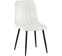 CLP Chaise De Salle A Manger Dijon en Tissu Ou Velours I Chaise avec Surface D'assise Matelassée Pieds en Metal I Charge Max.150 Kg, Couleur:Blanc crème, Matériel:Velours