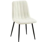 CLP Chaise De Salle A Manger Dijon en Tissu Ou Velours I Chaise avec Surface D'assise Matelassée Pieds en Metal I Charge Max.150 Kg, Couleur:crème, Matériel:Tissu
