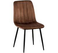CLP Chaise De Salle A Manger Dijon en Tissu Ou Velours I Chaise avec Surface D'assise Matelassée Pieds en Metal I Charge Max.150 Kg | Couleur Marron Matériel Velours