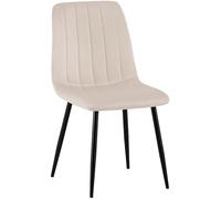 CLP Chaise de salle à manger Dijon – Velours matelassé, pieds métal, charge max. 150 kg, crème