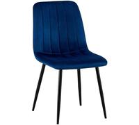 CLP Chaise de salle à manger Dijon – assise matelassée, pieds en métal, Velours Bleu, charge 150 kg