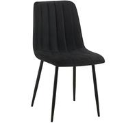 CLP Chaise De Salle A Manger Dijon en Tissu Ou Velours I Chaise avec Surface D'assise Matelassée Pieds en Metal I Charge Max.150 Kg, Couleur:Noir, Matériel:Tissu