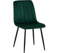 CLP Chaise De Salle A Manger Dijon en Tissu Ou Velours I Chaise avec Surface D'assise Matelassée Pieds en Metal I Charge Max.150 Kg, Couleur:Vert, Matériel:Velours