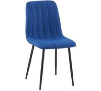CLP Chaise De Salle A Manger Dijon en Tissu Ou Velours I Chaise avec Surface D'assise Matelassée Pieds en Metal I Charge Max.150 Kg, Couleur:Bleu, Matériel:Tissu