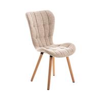CLP Chaise de Salle à Manger ELDA en Tissu avec Coutures Décoratives Rembourrée Composée d'un Dossier Haut et Support en Bois - Style Scandinave pour Une Cuisine ou Une Salle d'Attente, Couleur:crème